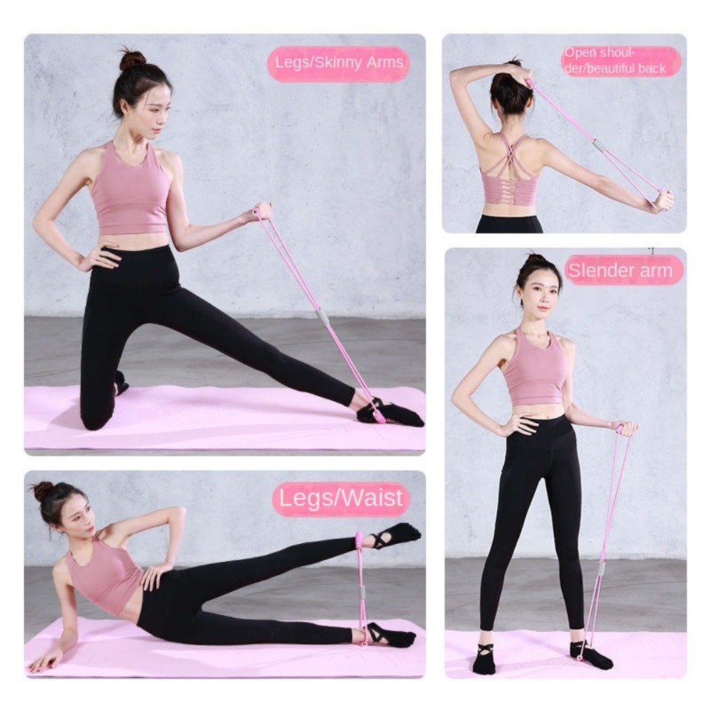 Yoga Pedal Puller Fitness Equipment - Set Tali Resistensi 6-Tube dengan Pedal