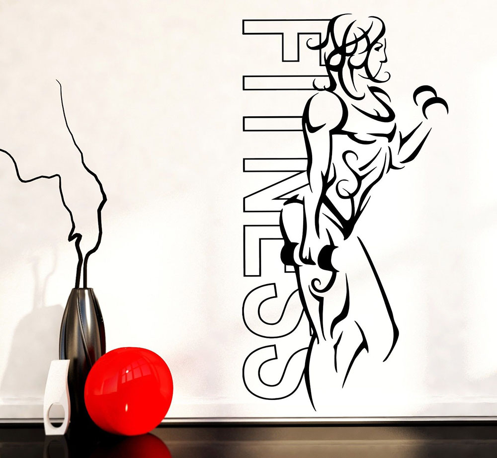 Yoga Fitness Health - Stiker Dinding Vinyl Kebugaran Wanita Gadis
