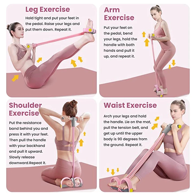 Resistance Band 4-Tube Yoga Pe - Yoga Pedal Puller Fitness Equipment ulasan dan harga