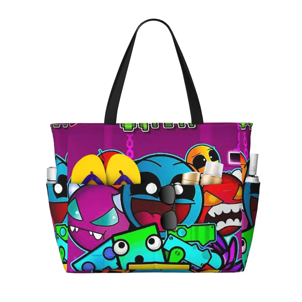 Tas Tote Pantai Geometry Dash  - Yoga Fitness Video ulasan dan harga